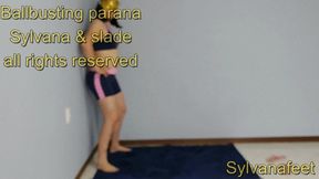 333 Ballbusting in sub with underwear and sylvana barefoot with nails painted