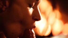 Fiery & sinful acts next to the fireplace for a couple