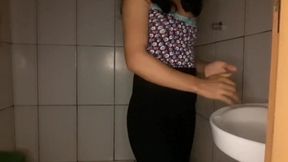 I ate my naughty friend.in the market bathroom!