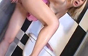 Dirty blonde teen slut toilet sex