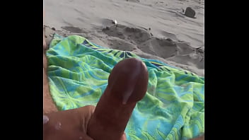 Throbing cock masterbate at a public beach!