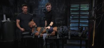 Aroused male slave and his hairy partner share merciless maledom moments
