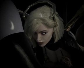 Mercy Pharah and Widowmaker 3some cock sucking deepthroat kink DP cumshot