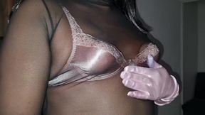 Sexy Vintage Satin and Lace Bra and Sheer Black Dress