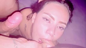 Straight guy humiliated by big black cock in bi threesome with exhibitionist wife