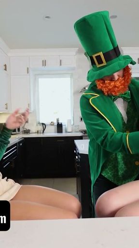 Cute Teens In Green Octavia Red and Emma Bugg Get Banged On Saint Patrick's Day - FreeUse Fantasy   Clip 3