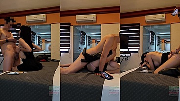 Fetiche Cuckold en el motel y lechazo masivo sobre sus chichotas operadas [Video Completo Premium]
