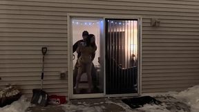 Showing off for the Neighbors and Wife Fucked on Couch