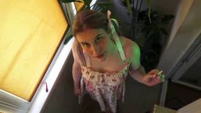 Little Slut it was so hot there during smoking