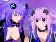 Hyperdimension Neptunia - Futa Purple StepSister X Purple Heart and StepAdult Neptune Threesome Hent