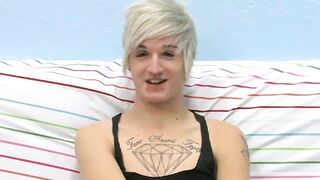 Tattooed smooth teen Austin moans during hot masturbation