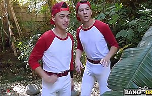 Busty mom dee williams sucking two cocks outdoors