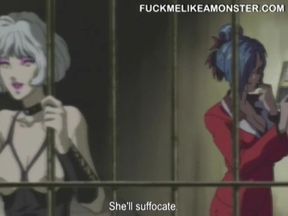 Cock sucking anime teen in a cell