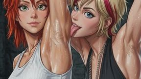 hot blonde fetish freak licks the sexy sweaty armpit of her kinky friend