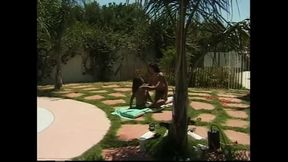 Two Beautiful Black Lesbian Teens Lick Each Other's Pussy in the Pool and Enjoy