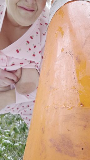 In the Snow She Dont Care in the Woods Naked No Underwear