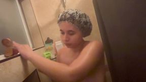 Chubby Goth Girl Gets Wet and Wild in the Shower