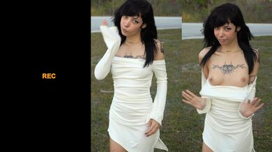 Cutie Sneeps flashes her tits