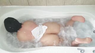 Chubby step-daughter inside Bombshell hot tub