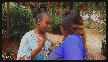 BBW Black Lesbians Double Dildo Action