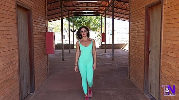 Latina Fitness Babe Flashes in Public, Then Gets Fucked Hard at Home – Naomi Rides Trevor 'Til He Cums