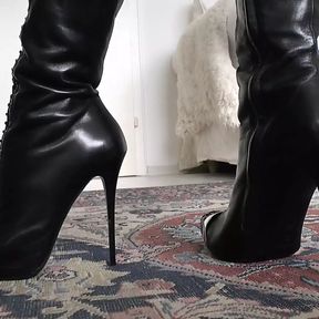 Black Corset Leather Boots, Watch Me and Masturbate While Doing It Lady Victoria Valente