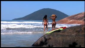 girls getting wild on a beach