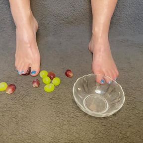 Toe play with grapes