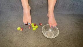 Toe play with grapes