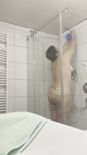 German BBW Showering and Showing Full Body and Face