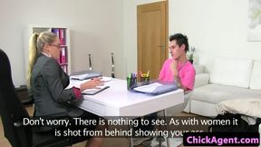 Euro casting babe tugging auditioning guy
