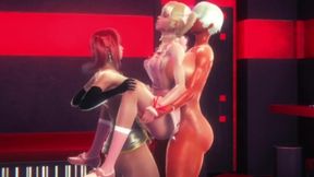 Two futas wreck cute bety with cum filled threesome