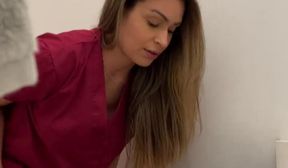 Camsoda Hot nurse Katana Kombat rubs her pussy in scrubs