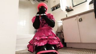 Sissy Maids Shower Restrain Bondage, Locked to Restroom