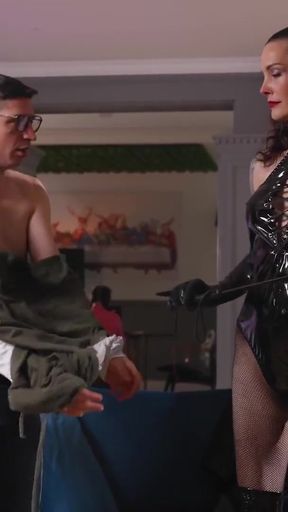 MOMMY4K. Mommy Turns into a Latex Slut Behind her Back   Clip 1