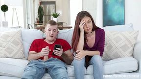 Stepsister Ava Haze shows him that sex is better than jacking off