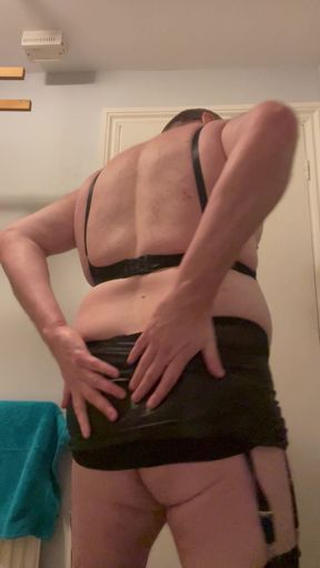 Dirty Gay Crossdresser Love It with Black Bra on