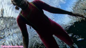 Carissa in the pink wet suit in the spring