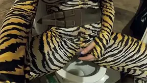 Open Snatch Jumpsuit Pee Play  Massive Jugs, Erect Nipples and Bathroom Fetish