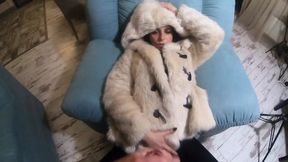 Blowjob while bossing around in white fur coat and ugg booty &mdash;  208 strokes deep
