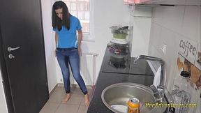 Smoking and wetting my jeans in the kitchen