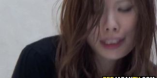 Japanese hottie pees her panties - golden shower surprise