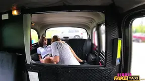 Seductive female cop gives hot pat down to driver before lesbian sex in the taxi.
