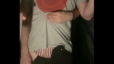 Amateur boy helps his flatmate pee handsfree, holding his dick