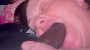 White girl gives best deepthroat blowjob in intense amateur interracial scene