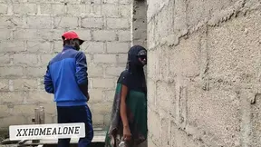 Nigerian slut with big tits fucks in unfinished building