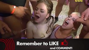 German blonde bukkake queen gets soaked in piss and cum