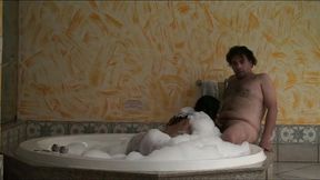 jade in the hot tub at hotel free!