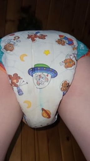 Cute diaper peeing