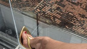 Milah highly arched feet Goddess Dangling her sexy sandals